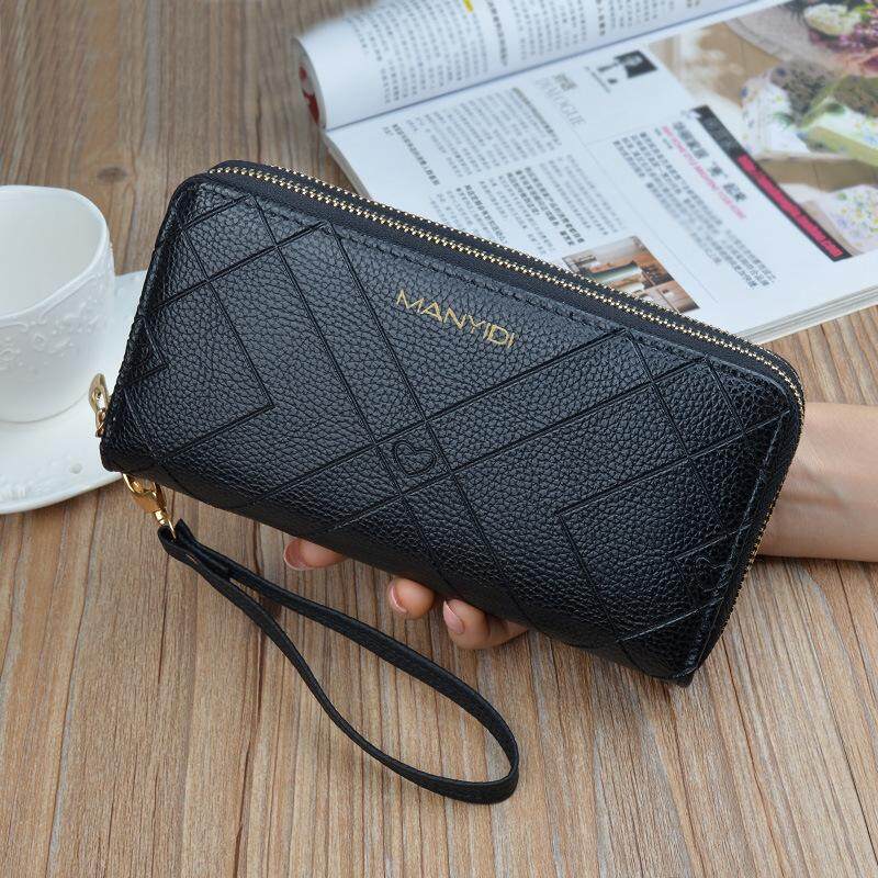 2019 Baru Double Dompet Tas Tangan Resleting Wanita Double Tas Tangan Panjang Kapasitas Besar Dompet Sulam Timbul Kantung Telepon Gengam