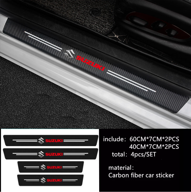 Suzuki Car Modeling 4pcs Carbon Fiber Threshold Carbon Fiber Sticker 3D swift sx4 xl7 a100 jimny accessories