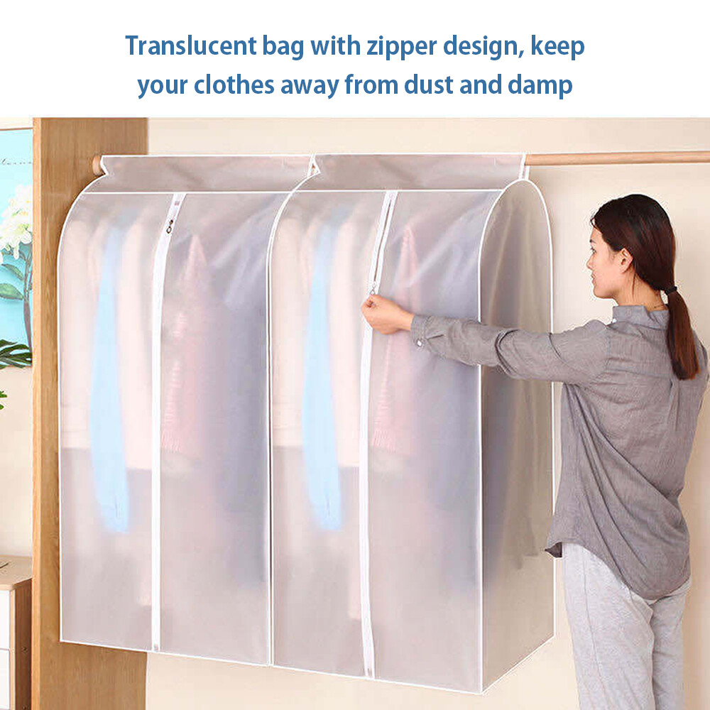 Garment Clothes Cover Protector Hanging Garment Storage Bag Translucent Dustproof Waterproof Hanging Storage Bag for Wardrobe with Full Zipper (50 x 100 x 120cm)