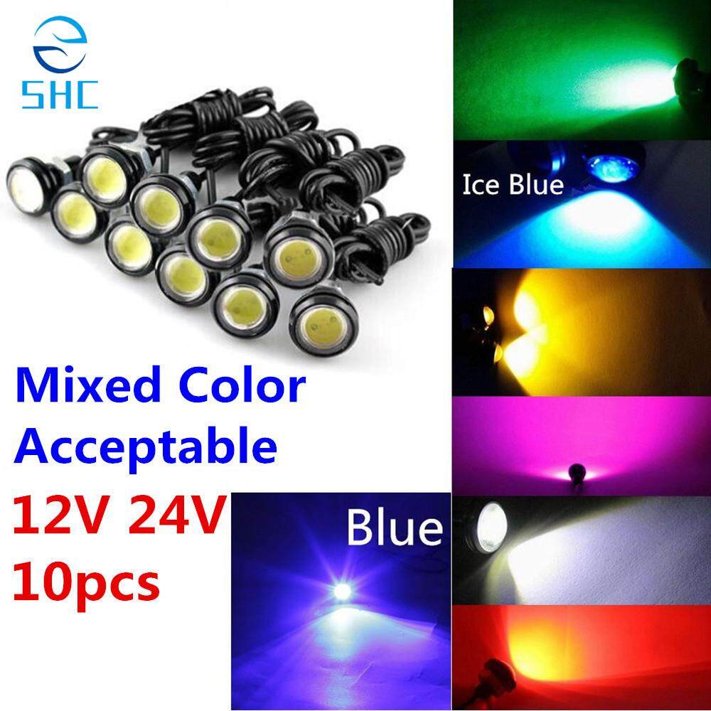 SHC 10 Pcs 9 W 12 V 24 V LED Mata Elang Mobil Lampu Kabut DRL Siang Hari Reverse Sinyal Parkir (18mm-Crystal Biru)