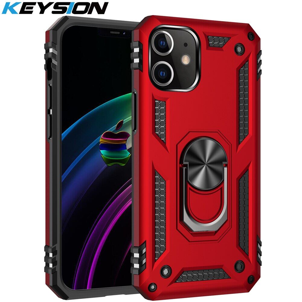 Ốp Chống Sốc KEYSION Ốp Lưng Điện Thoại Bảo Vệ Nặng Có Giá Đỡ Nhẫn Cho iPhone 11 Pro Max Dành Cho iPhone 12 Mini 12 Pro Max SE 2020 Mới