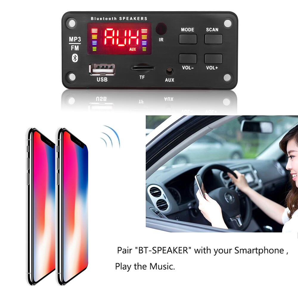 5V-12V Bluetooth 5.0 MP3 Player Decoder Board Handsfree Car Radio With MIC Support Recording FM TF Card AUX Audio Module For Car