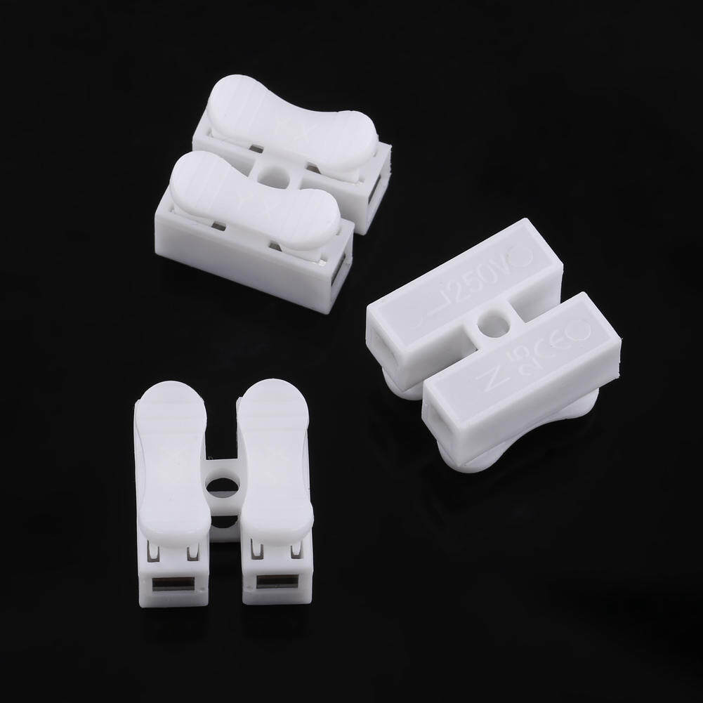 100pcs 10A Quick Terminal 220V 2 Pin Push Quick Wire Cable Connector White Wiring Terminal