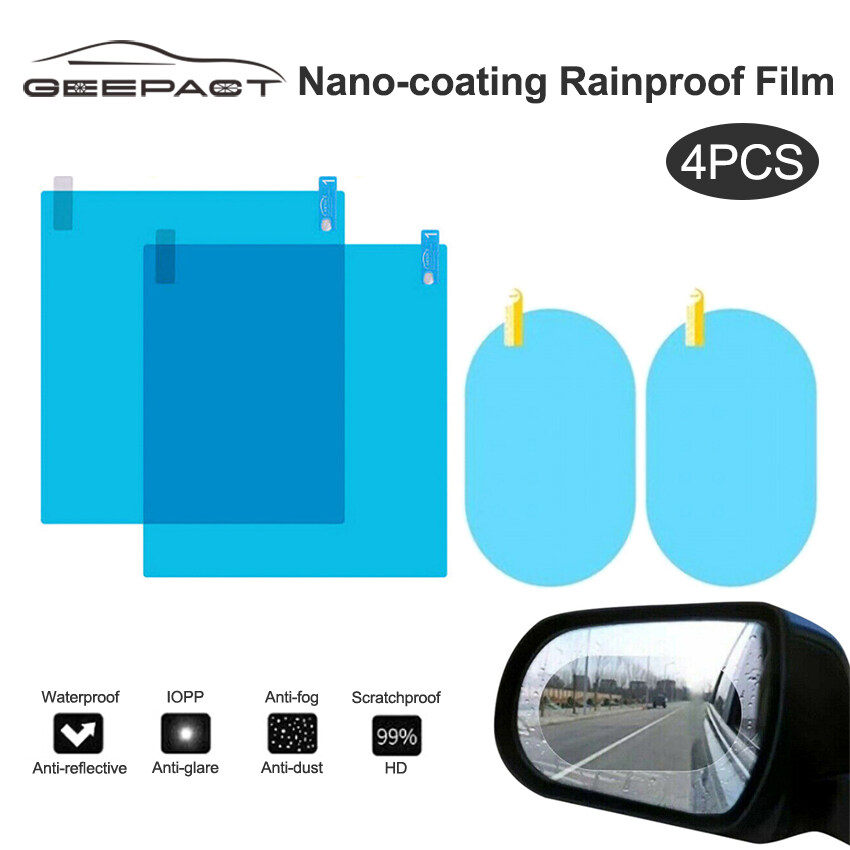 Geepact 4pcs Water Repellent Film Anti Fog Anti Rain Film Car Mirror