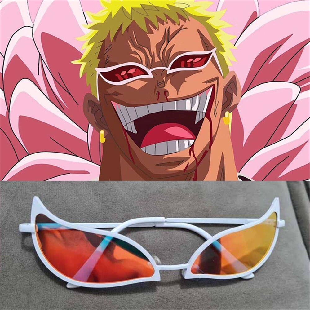 SOWOIOM Anime One Piece Doflamingo Cosplay Sunglasses Cosplay Prop 100%  Anti UV, Silver, Large : : Clothing, Shoes & Accessories