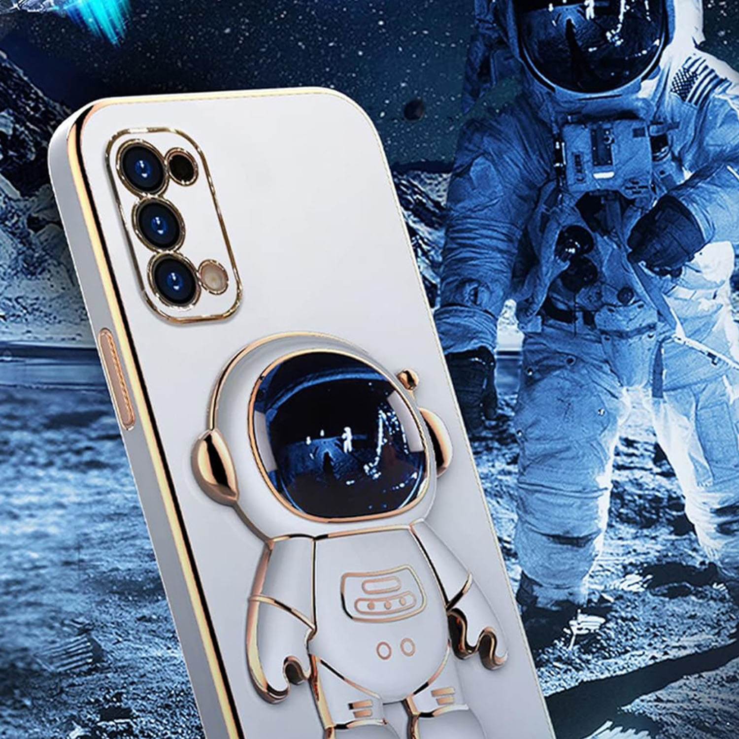 Tương Thích Với Galaxy Lưu Ý 20 Siêu Trường Hợp Dễ Thương Mạ 3D Phi Hành Gia Hidden Chân Đế Chủ Trường Hợp Ốp viền mềm bằng nhựa TPU Mạ Điện Chống Sốc Bảo Vệ Bìa Ốp điện thoại cho Samsung Galaxy Lưu Ý 20