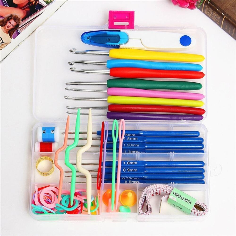 16 sizes Crochet hooks Needles Stitches knitting Craft Case crochet set