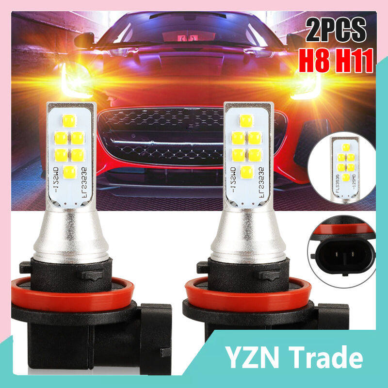 2pcs h11 h8 led fog light bulbs kit 4500k yellow super-bright drl lamp high-power 360-degree lighting