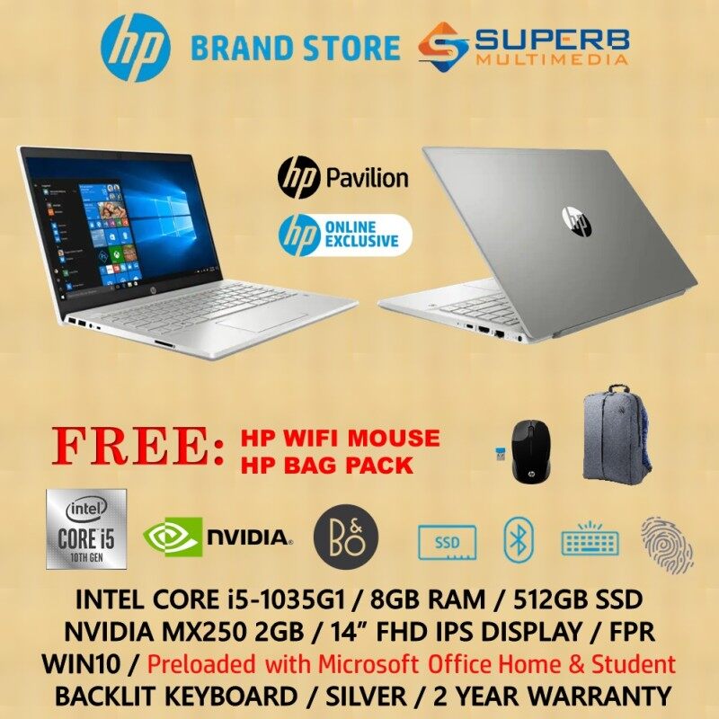 HP Pavilion - 14-ce3075tx / 14-ce3076tx / 14-ce3078tx / 14-ce3079tx Laptop ( Intel core i5, 8GB Ram, 512GB SSD, Nvidia MX250 2GB, Win10, OPI) online exclusive Malaysia