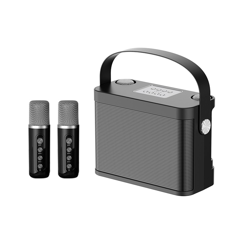 Portable Mobile Karaoke Speaker Machine with Dual Microphone Wireless Karaoke Speaker Machine Voice Changer Bluetooth-compatible 5.0 Support TF Card