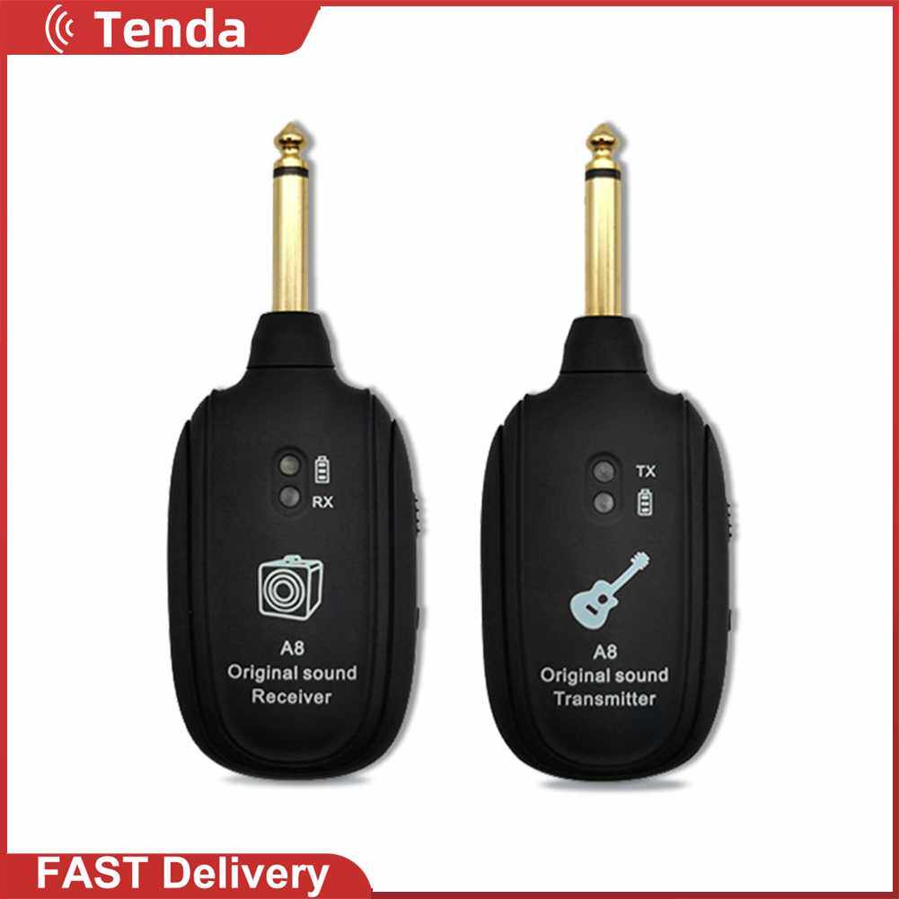 A8 UHF Wireless System Guitar Pickup Audio Transmitter Receiver for Electric Guitar Bass Violin Parts Built-In Rechargeable Battery