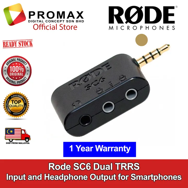 rode microphones sc6 dual trrs input and headphone output for smartphones