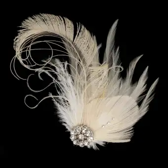 Kloware Gatsby Masquerade Peacock Hair Clip Feather Bridal
