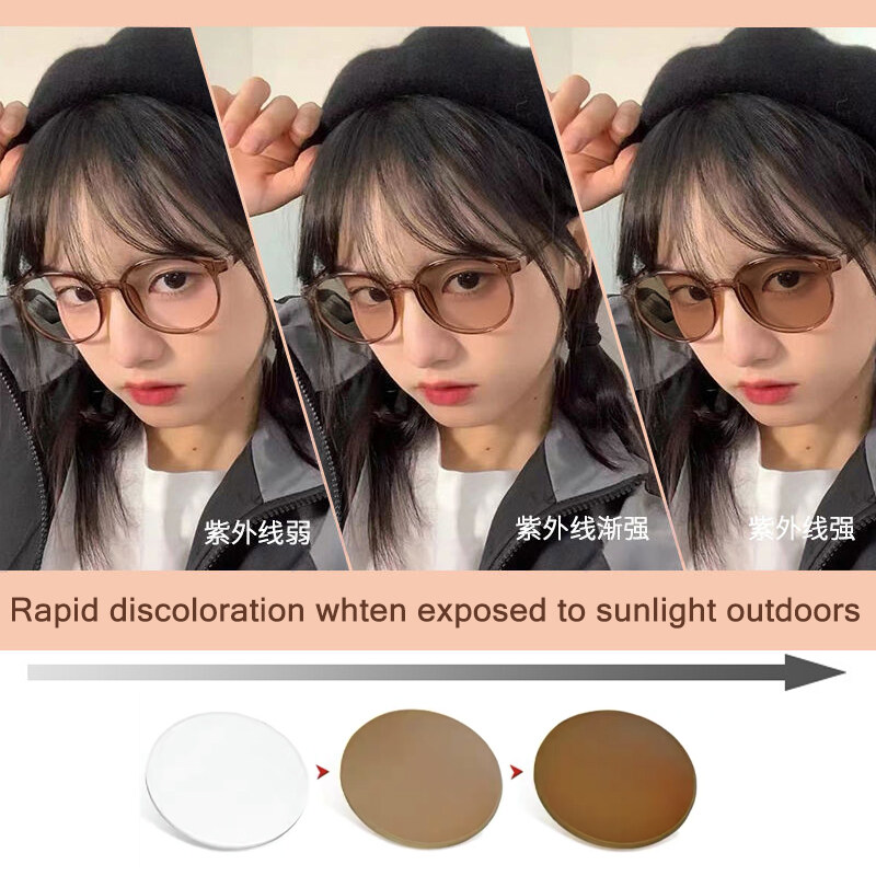 Kính Đổi Màu Cận Thị Kính Đổi Màu Ngoài Trời Kính Mắt Gọng Lớn Thời Trang Hàn Quốc Bảo Vệ Ánh Sáng Xanh Cho Nữ Được Phân Loại Âm 0.5 Đến Âm 6.0