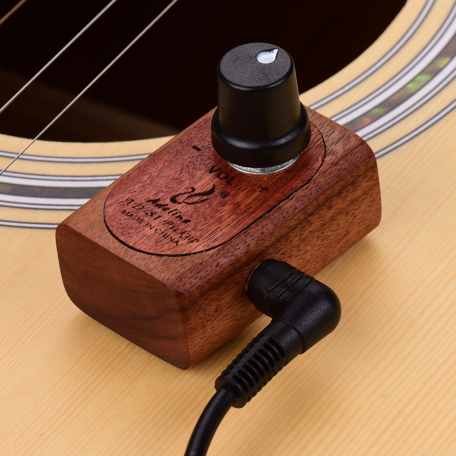 Adeline AD81 Selfadhesive Wooden Guitar Pickup Transducer with Volume Control 3.5mm Output