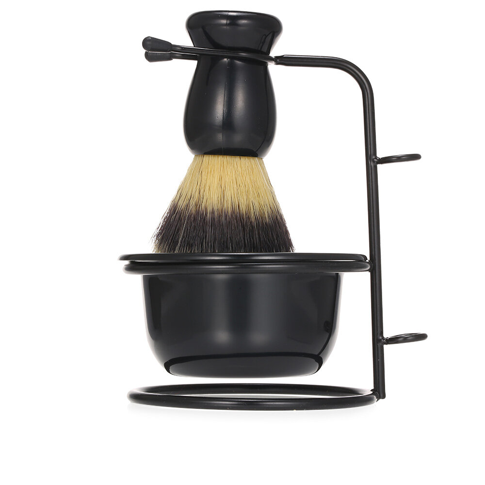 Shaving Brush Stand & Bowl Set Metal Shaving Brush Holder Soap Bowl Mug Plastic for Men Beard Removal Tools