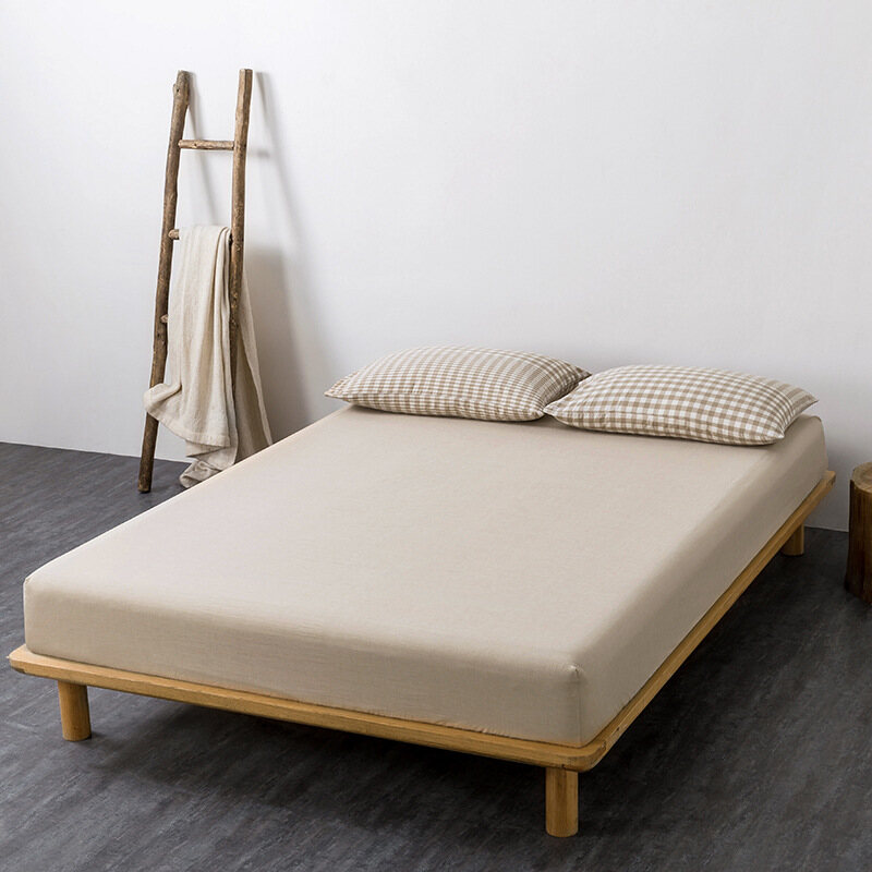 1PC Plain Cotton Fitted Bedsheet Queen King Size