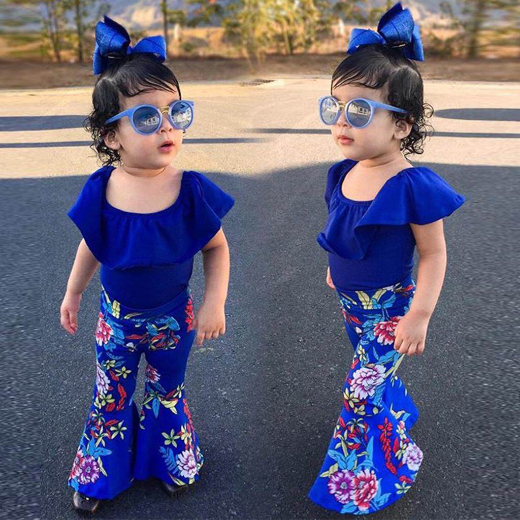 HOT Newborn Baby Girl Clothes Off Shoulder Tops Pant Shorts Headband Outfit