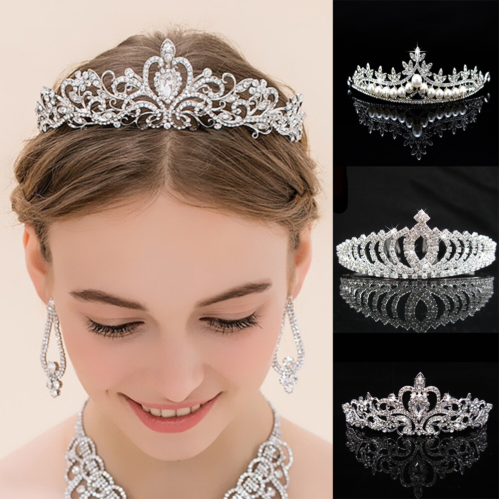 Fashion Bridal Hair Accessories Princess Tiaras Women Girls Flower Leaves Crown Headbands Rhinestones Crystal Wedding Party Headpieces Hair Jewelry Gift