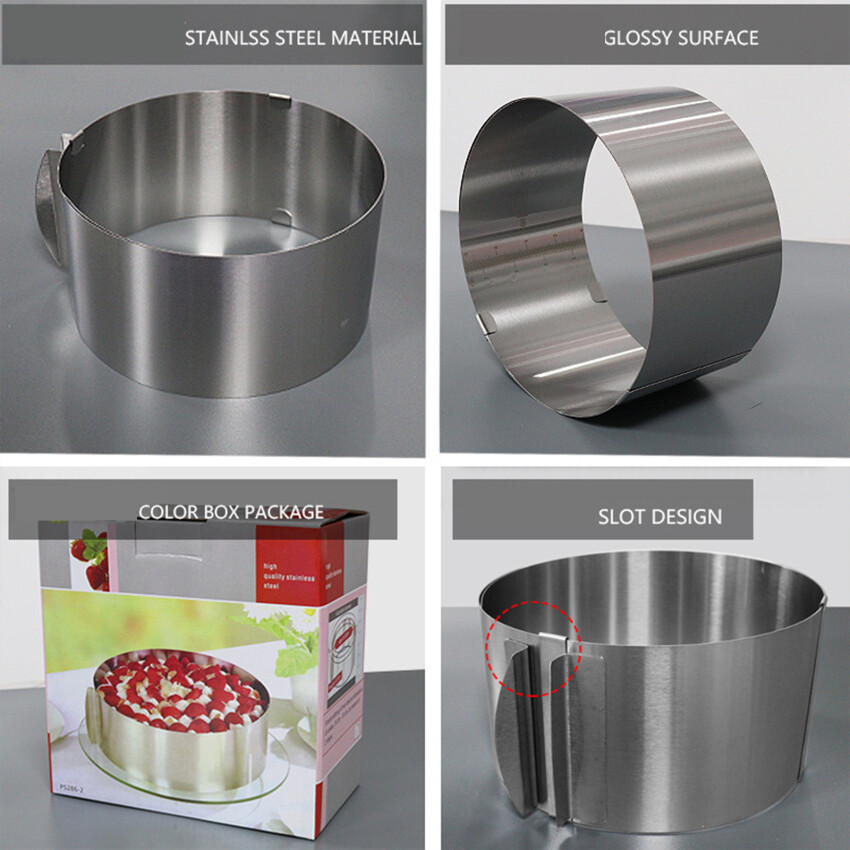 Adjustable Round Cake Ring Mold Retractable Mousse Cake Ring Stainless Steel Circle Baking Ring Cake Tools