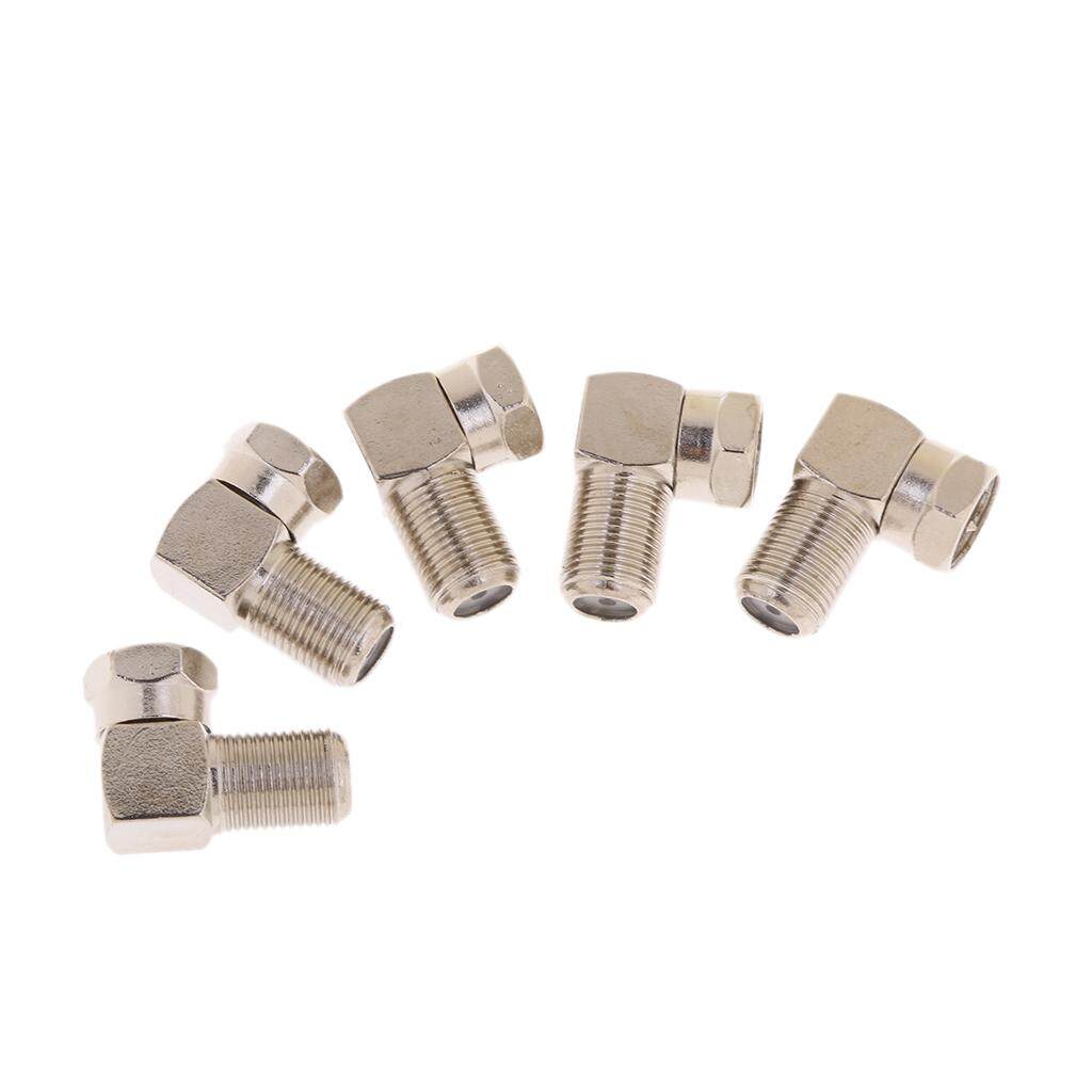 Sunnimix 5X Coaxial RG59 RG6 F Jenis Sudut Siku 90 Derajat Konektor Adaptor