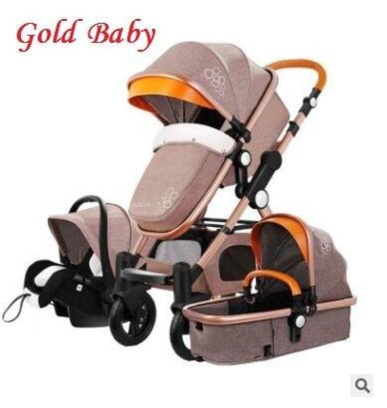 Free Shipping Baby Stroller Higher Land-Scape Golden Baby 3 In 1 Portable Folding Stroller 2 In 1 Luxury Carriage Singapore