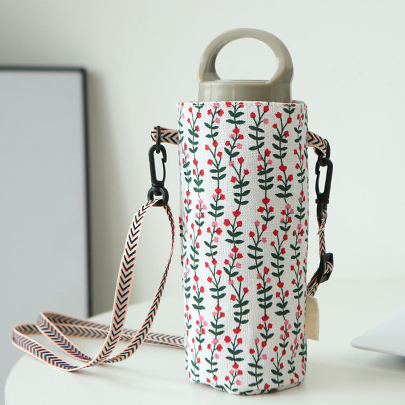 [Likelyhood] 600ML Bottle Cover Oblique Shoulder Bag Portable Bag Carrying Case Water Cup Canvas Protective Case For Kids Multifunct Fashion Printing Easy Clean Durable Bottle Cap