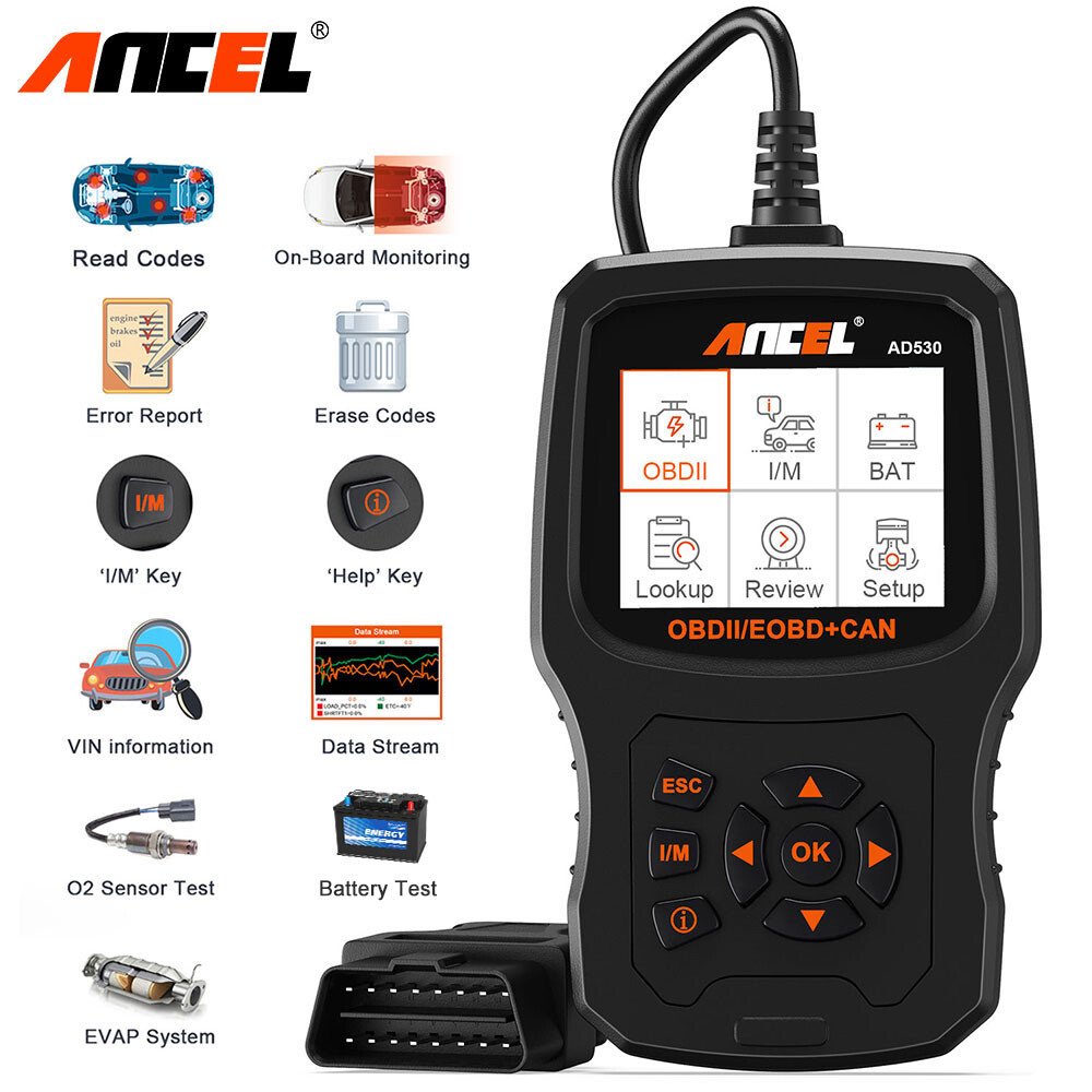 Ancel AD530 OBD2/EOBD Scanner Check Engine Clean Erase Fault Code