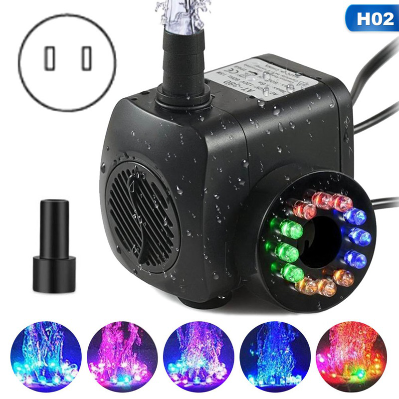 Mini Wasserpumpe, Aquarium Pumpe, Aquarienpumpe Với 12 Cái LED, Kleine Tauchpumpe Cho Aquarium, Teich, Brunnen, Garten Trang Trí (10W 600L/H)