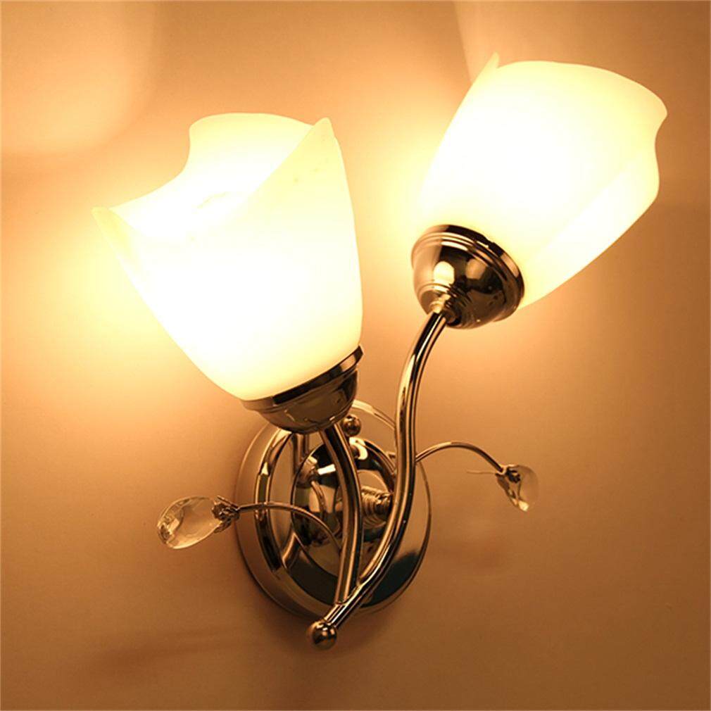 Top Bán Đơn/2 Đầu Tường Sconce Thép Mạ Crom Kính Hình Đèn Hành Lang Đèn