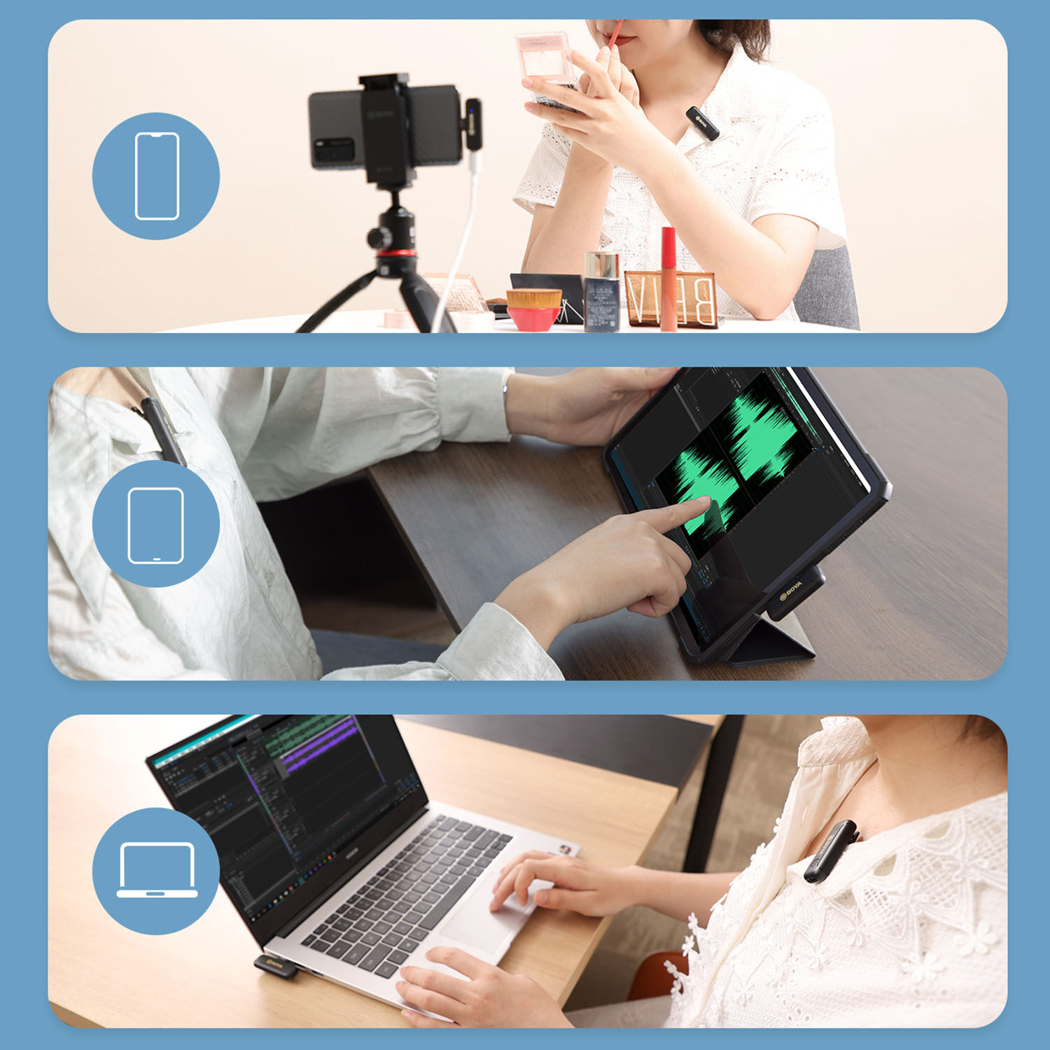 BOYA BY WM3T2 Micro Cài Áo Không Dây Siêu Nhẹ Mini 2.4GHz Mic Giảm Tiếng Ồn Tùy Chọn Có Chứng Nhận MFi Cho iPhone iPad Quay Video, TikTok Facebook Live Steam, Youtubers, Vlogger, Phỏng Vấn (BY-WM3T2-D1/D2)