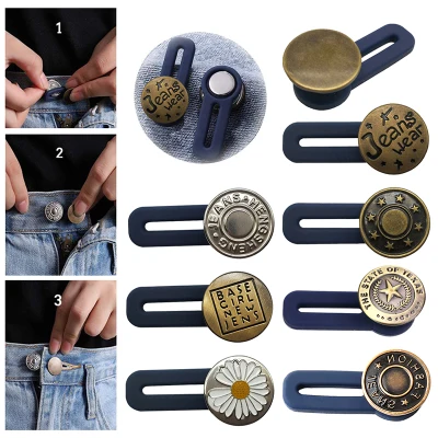 Trousers Buttons Extender Jeans Retractable Button Adjustable Waistband Extension