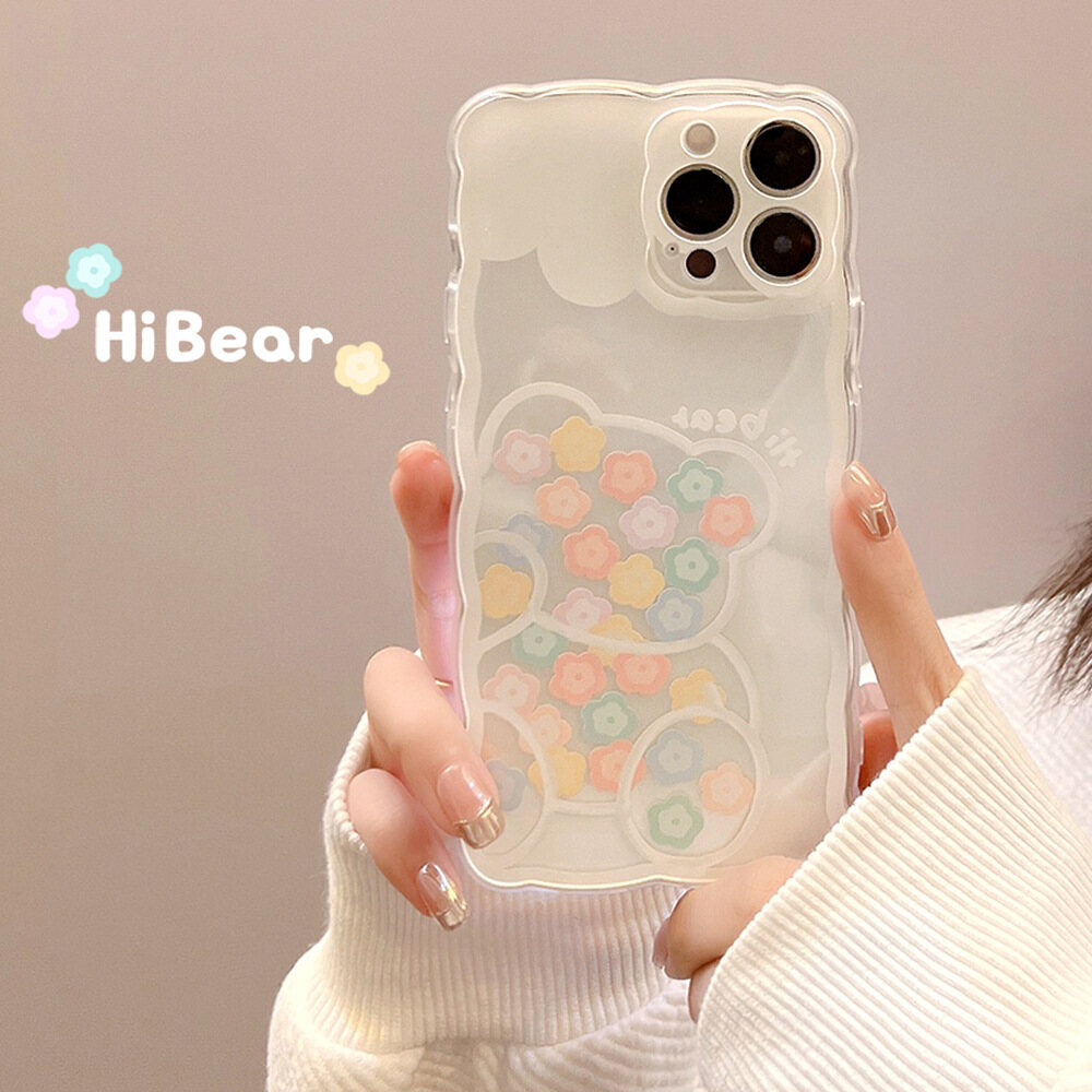 Cute flower bear soft silicone cute casing iphone 15 15plus 15pro 15promax 14 14plus 14pro 14promax 13mini 13 13pro 13pro max 12mini 12 12pro 12pro max 11 11pro 11promax xs max xr xs case for iphone 8 plus 7 8 7 plus fashion phone cover