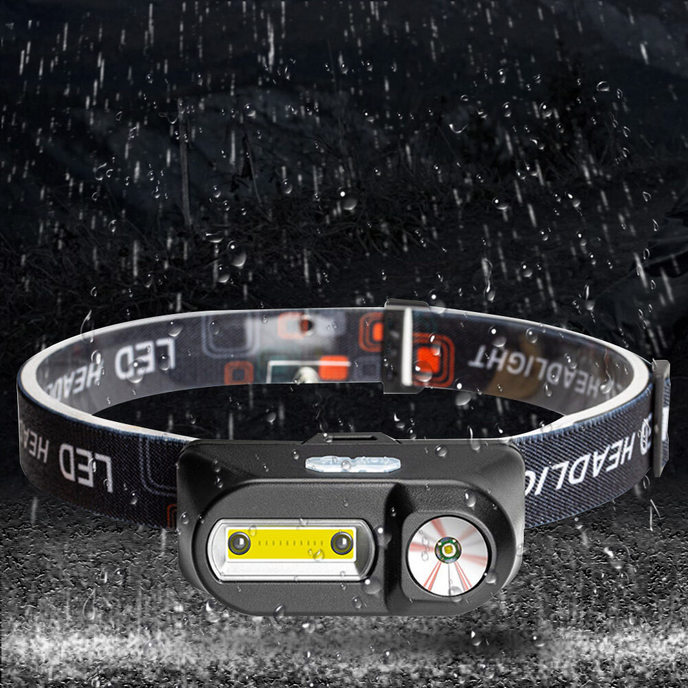 USB LED Headlamp 6 Modes XPE COB Headlight Outdoor Torch Flashlight