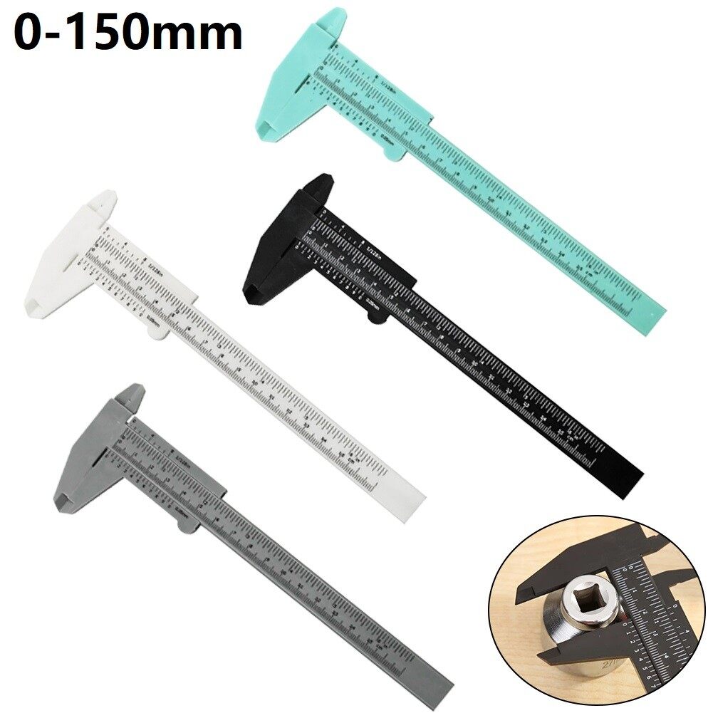 0-150mm Vernier Caliper DIY Double Rule Scale Plastic Vernier Caliper Mini Measuring Ruler Tool