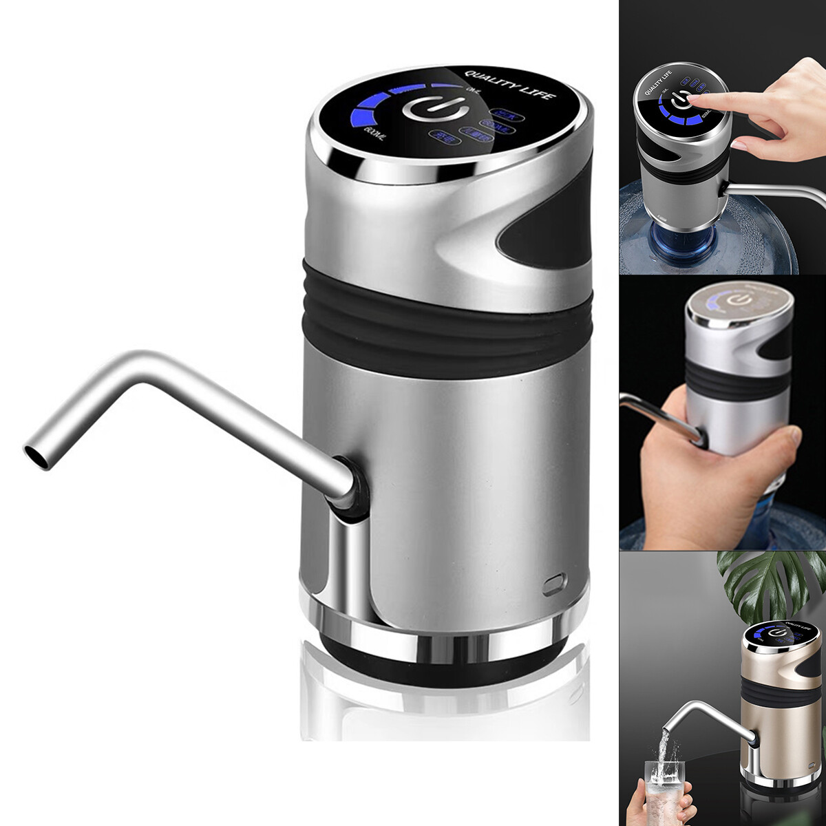 Portable Push Button Rechargeable Electric Dispenser Water Pump with Child Lock / USB Cable for 4.5 - 18.9L Barrelled Water
