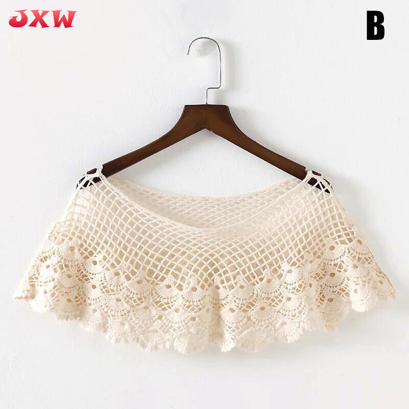JiangXiaoWu 【READY STOCK】Women Vintage Crochet Knit Lace Short Hollow Out Shawls Shrug Poncho Cape