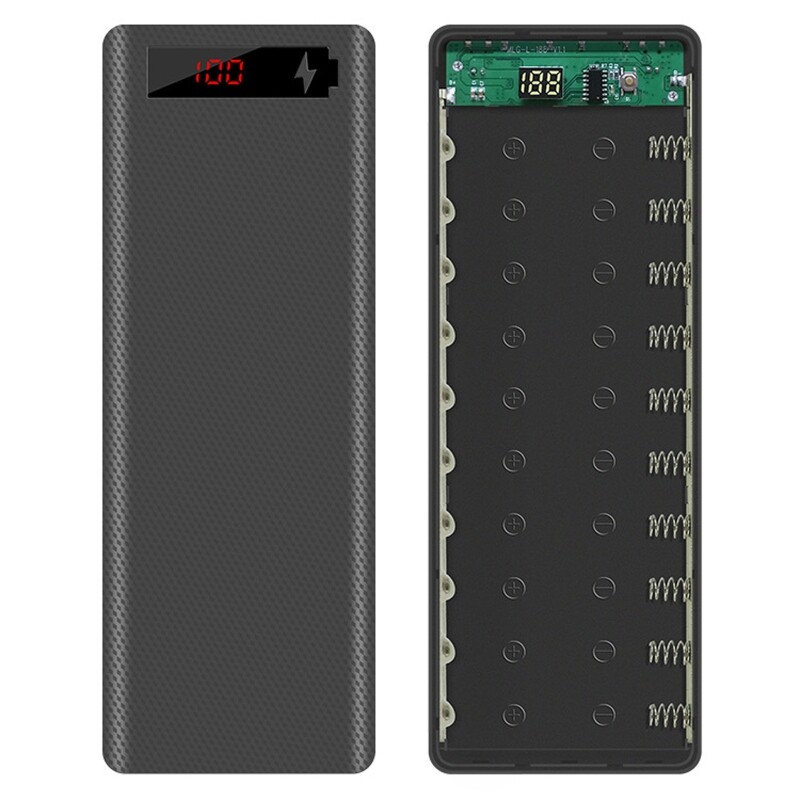 10x18650 Battery Power Bank Case Storage Box Mobile Phone Charger Battery Holder Charging Box Shell A8 LCD Display