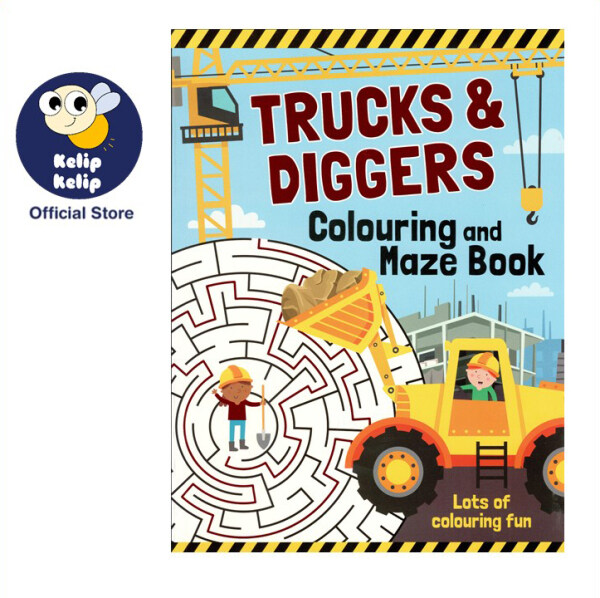 Trucks & Diggers Colouring & Maze Book For Kids With Amazing Construction Machines Malaysia