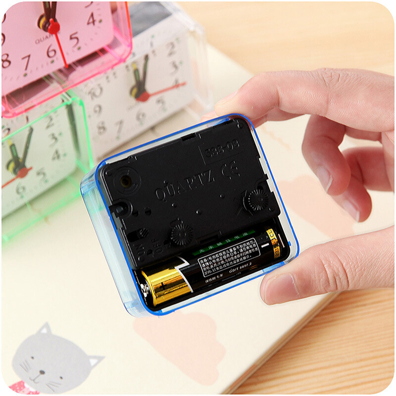 NEW Cute Student Alarm Clock Square Bedside Compact Clock Desktop Decor Clock