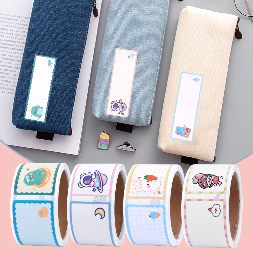 60 cái/cuộn phim hoạt hình nhãn trắng nhãn dán DIY tự dính viết tay tên nhãn cho sinh viên nhãn dán ghi chú