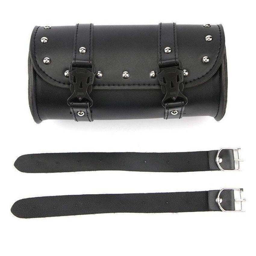 【High Quality+ In Stock】Universal Motorcycle Saddlebag Tool Bag Mounting Strap Round Fork Bag For Harley
