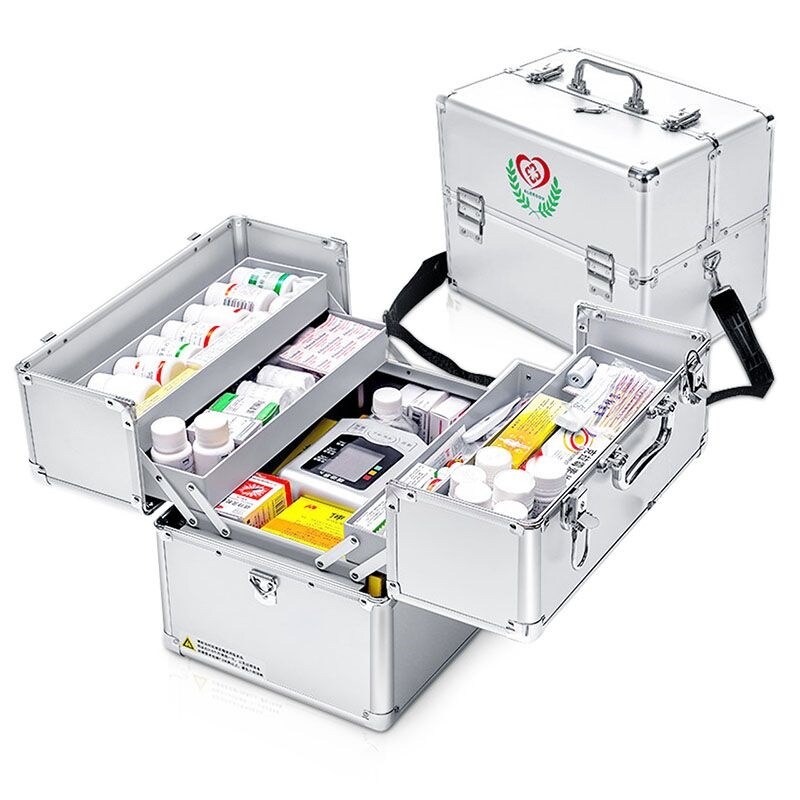 Medicine box home oversized multi-functional medicine box multi-layer outpatient storage box first aid box aluminum alloy medical box