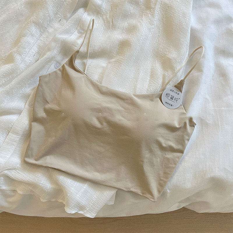 MBeauty Solid color short ice silk camisole with tube top and beautiful back