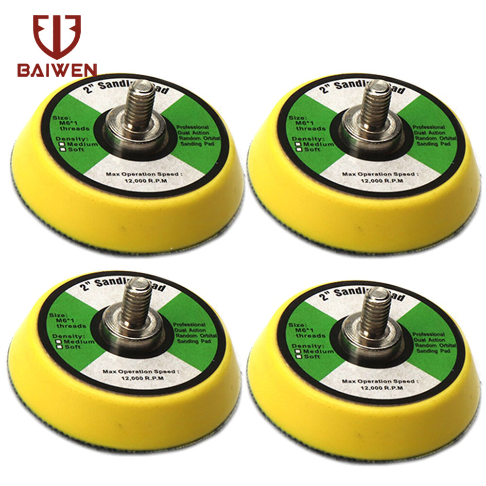 BAI WEN 1/2/3 inch M6 Threads Hook and Loop Backing Plates for Air Dual Action Random Orbital Car Polisher, Flexible Backing Pad Sanding Disc Polishing Pads Pneumatic Sander Accessories
