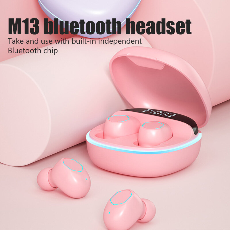 VAORLO TWS Macaron Bluetooth Earphone Wireless Earbuds With Microphone LED Power Display Noise Cancelling Gaming Headset For Android Phones infinix OPPO Samsung