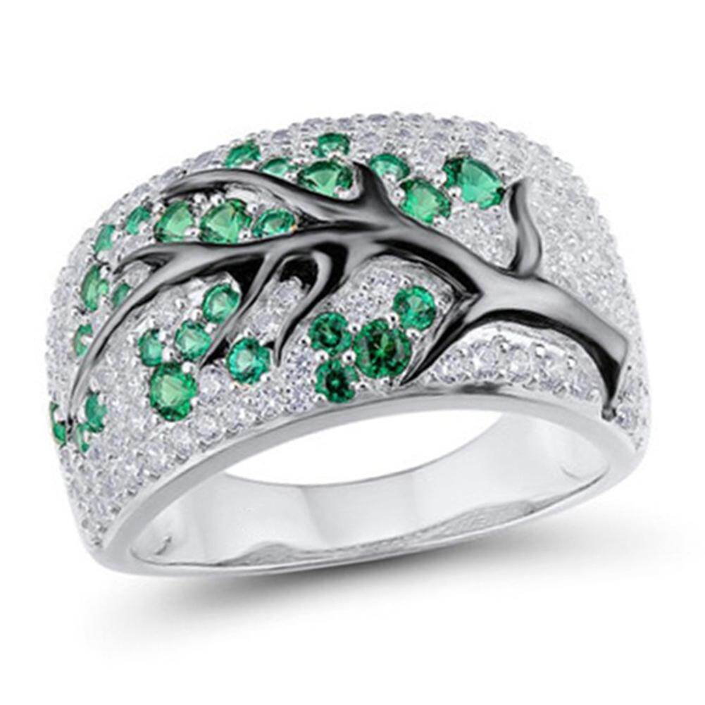 Gravitational wave Women Full Cubic Zirconia Inlaid Plum Flower Carved Finger Ring Jewelry Gift