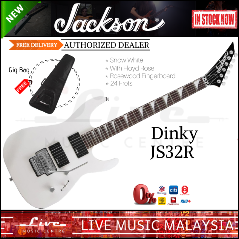 Jackson JS32R Dinky - Electric Guitar with Floyd Rose and Gig Bag, Snow White Malaysia