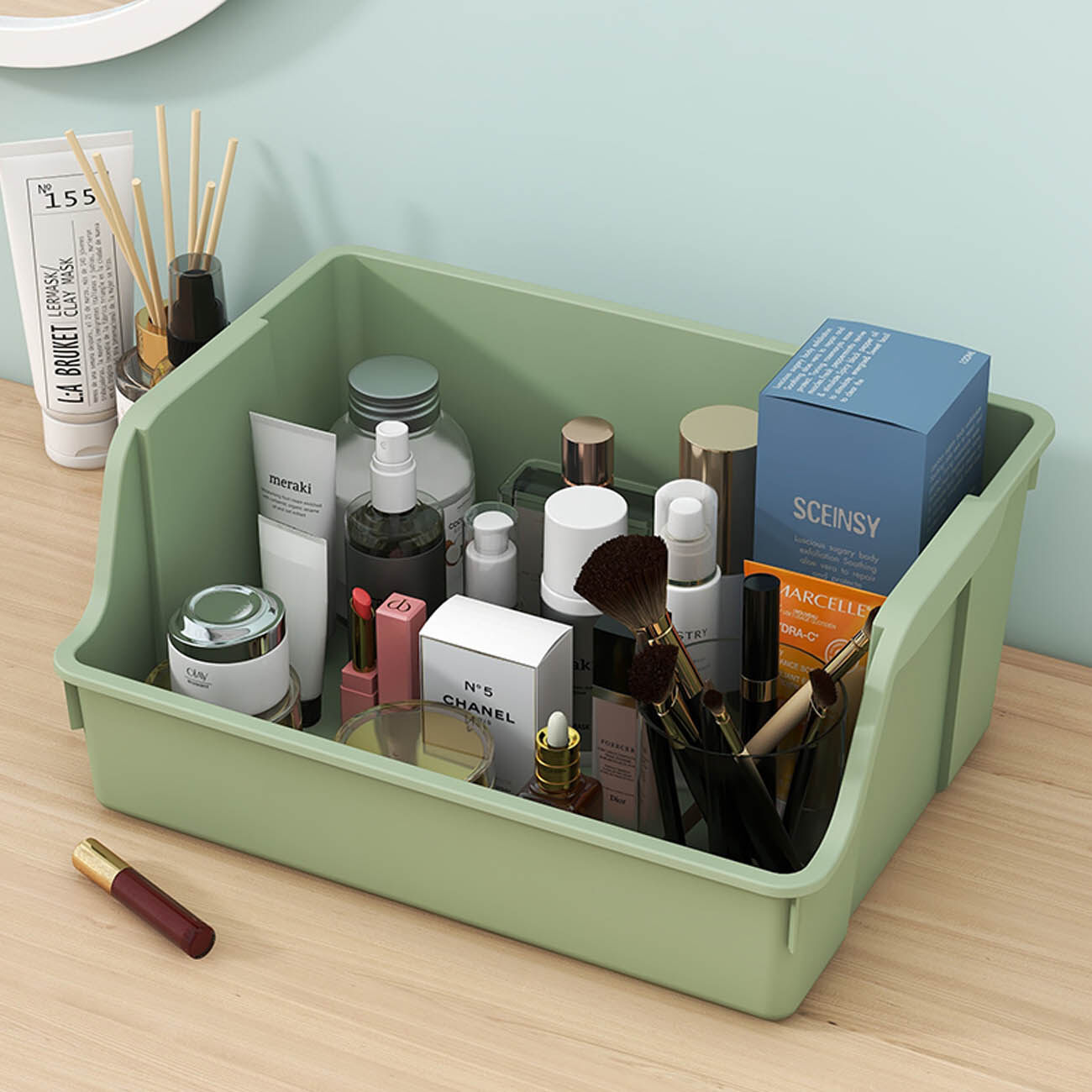 CNMF Desktop Book Storage Box Student Large-capacity Textbook Sorting Box Multi-functional Plastic Storage Basket