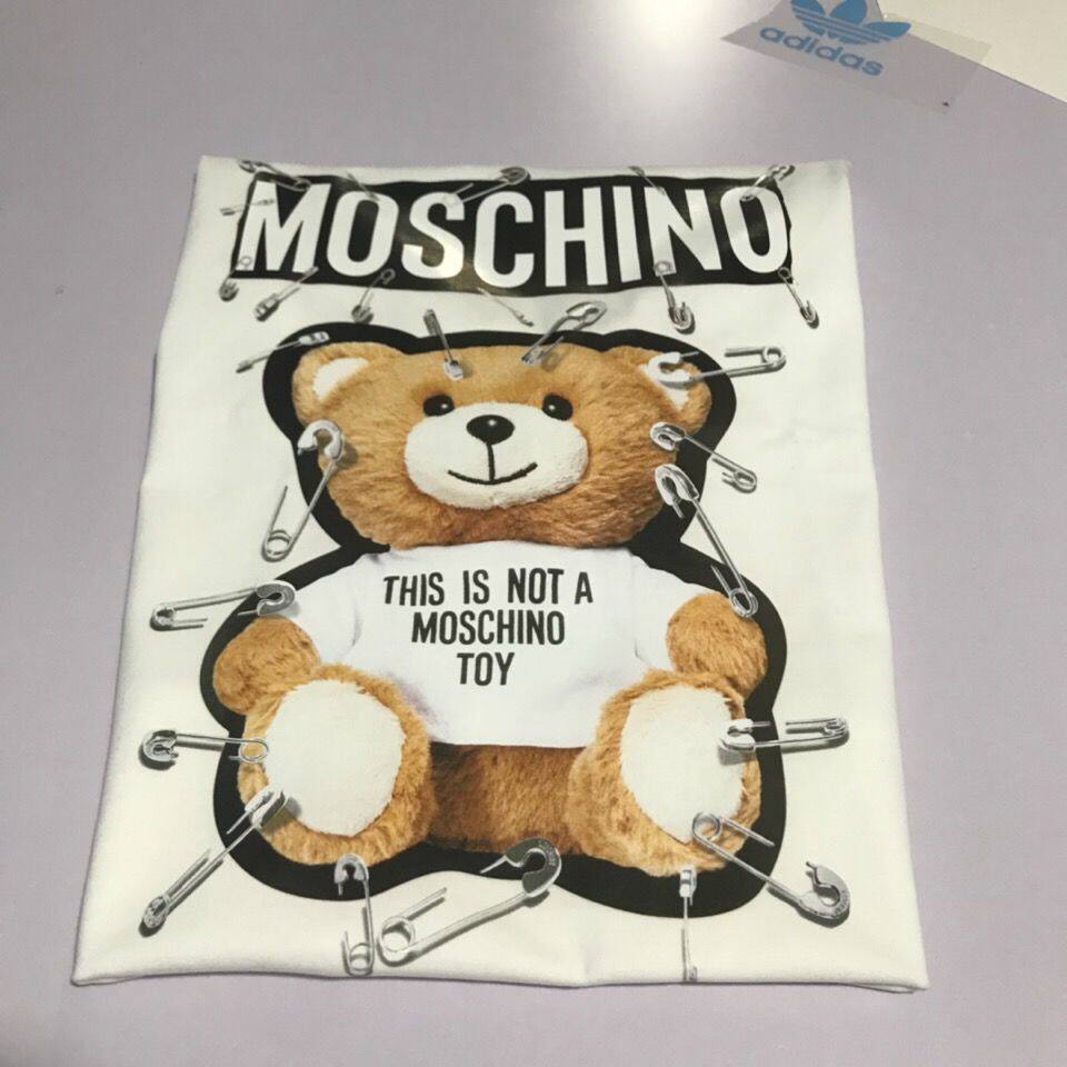 MOSCHINO 200g pure cotton new short-sleeved pin bear T-shirt tide brand student loose top tide brand half sleeve
